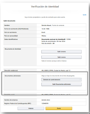 Proceso de verificación de cuenta Amazon México